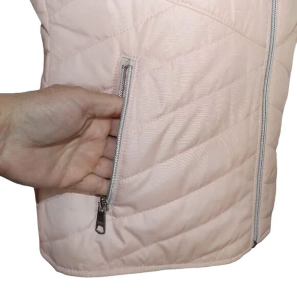 BLACK RIVET Puffer Vest, M, Pink, Zipper, Stand up collar, Pockets, Polyester - Picture 4 of 12